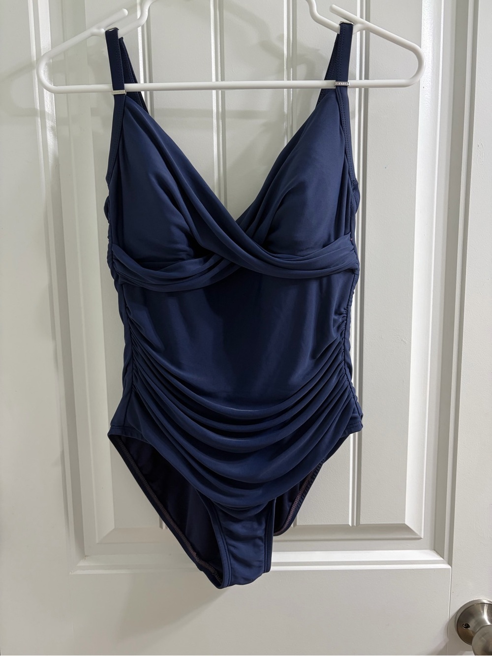 Calvin Klein Navy Ruched One-Piece Swimsuit Size 6